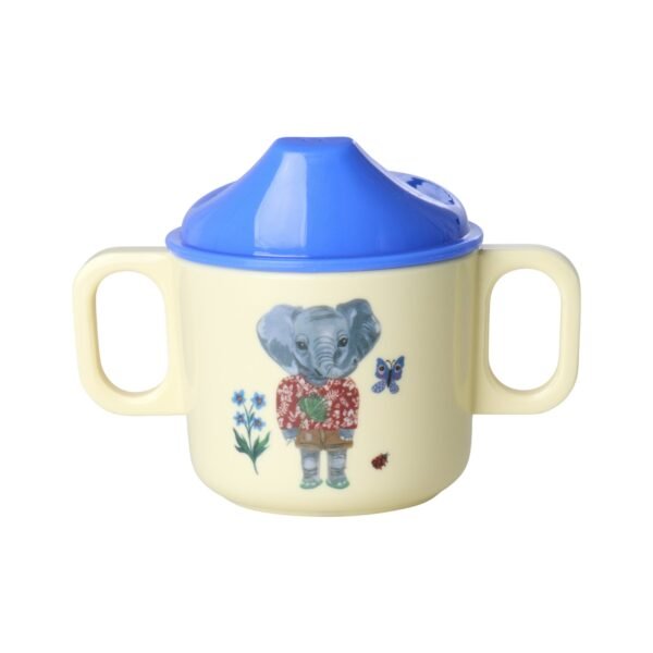 Melamine 2 Handle Baby Cup with Nathalie L??t?? Print - Blue - 250 ml