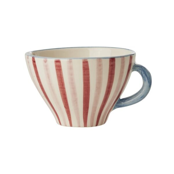Ceramic Tea Cup with Hand-painted Stripes - 210 ml
