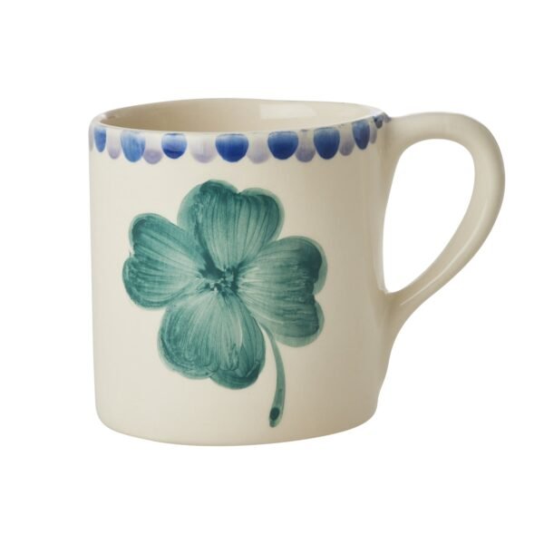 Ceramic Mug with Hand-painted Good Luck Clover - 420 ml