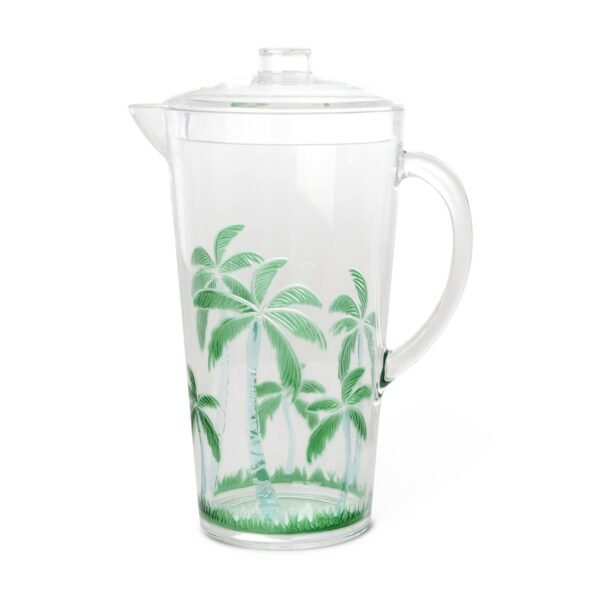 Acrylic Jug in Clear with Palm Tree Design - Large - 2,1 L