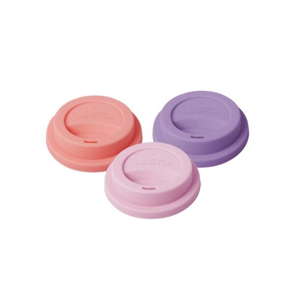 Set of 3 Silicone Lids for Tall Melamine Cups in 3 Asst. Pinkish Colours